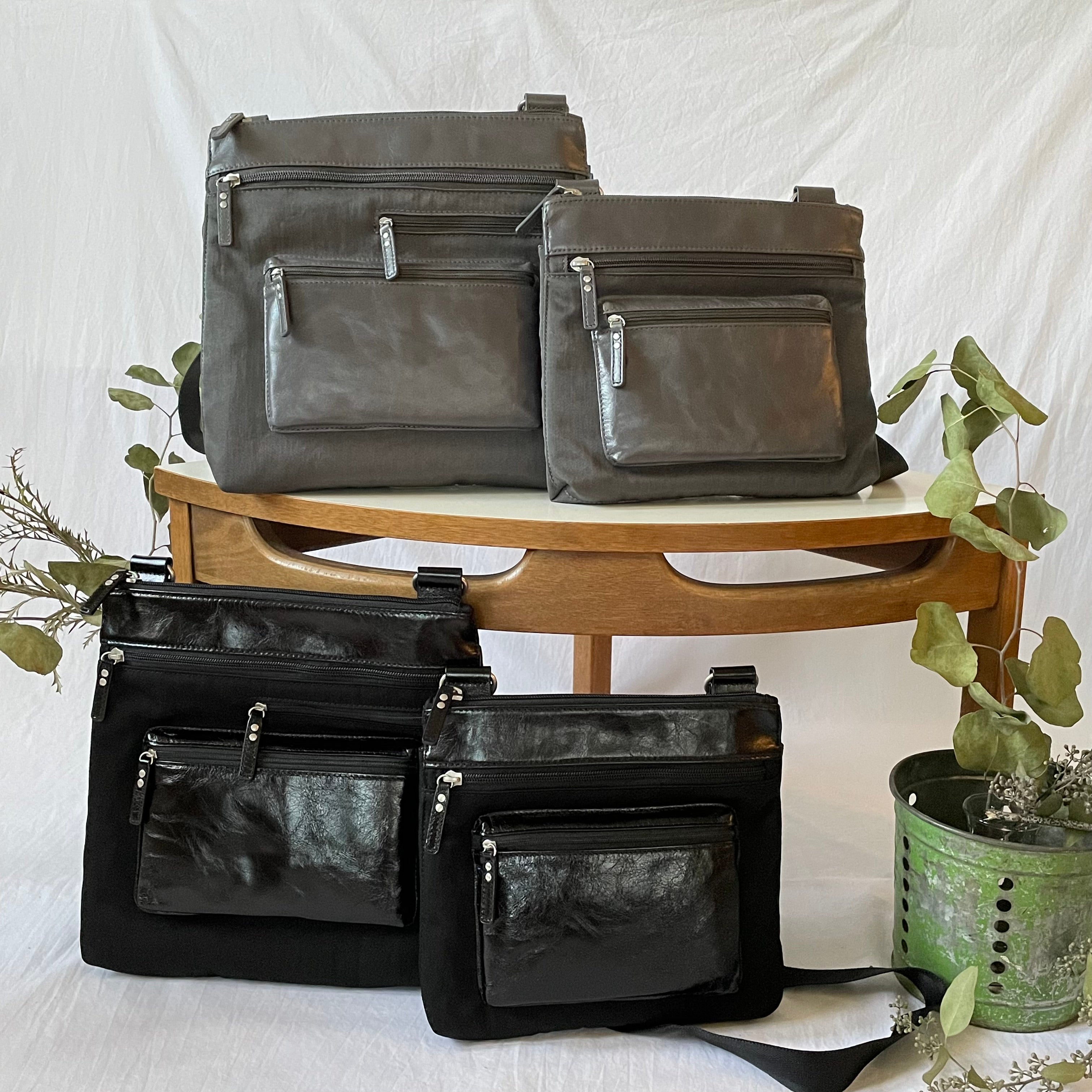 KIKI - Mini Leather & Nylon Mix Bag | Grey